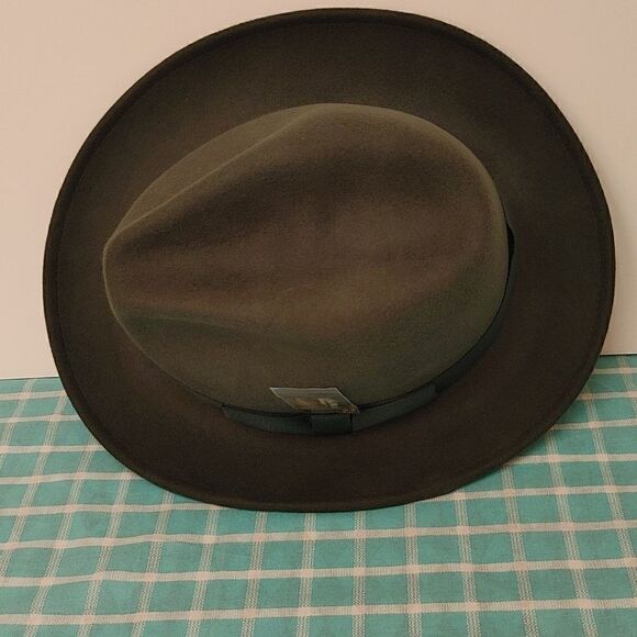 MEN'S MONTIQUE HUNTER GREEN LIGHT FELT 2 1/2" WIDE BRIM PINCH FEDORA HAT. H60 - Picture 6 of 8